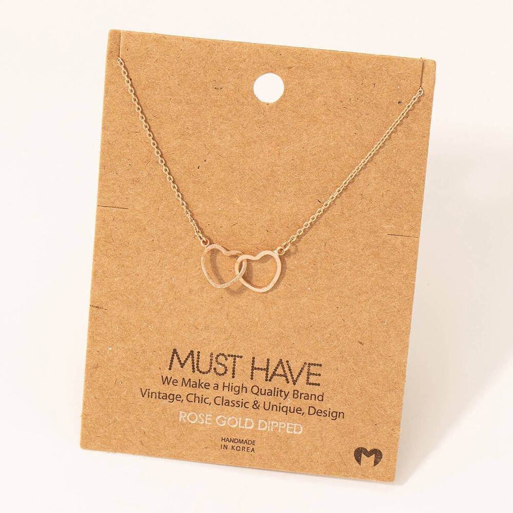 Heart Link Necklace – Dainty Interlocking Hearts, Gold Chain - Picture 3 of 3